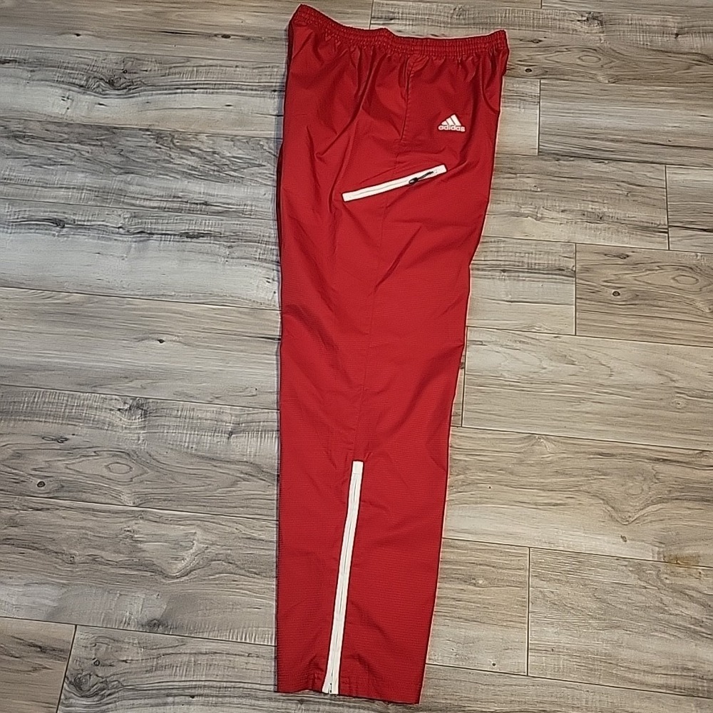 Vintage Adidas‎ Windbreaker Track Pants Mens Medium Red Ripstop